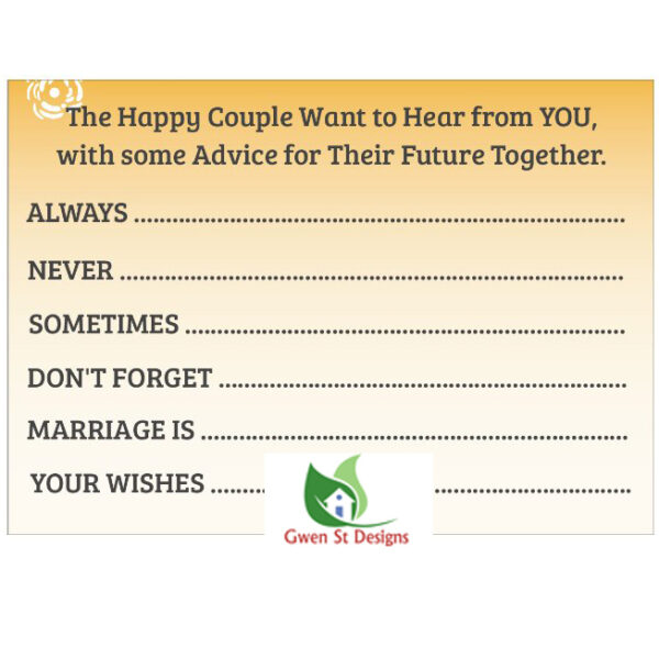Wedding Decorations Advice for the Happy Couple Cards Pack of 20 New