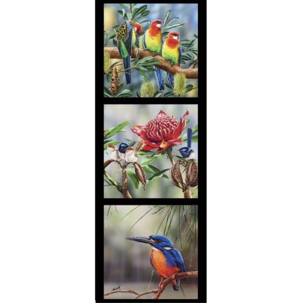 Patchwork Quilting Sewing Fabric Rosella Kingfisher Wrens Panel 40x110cm