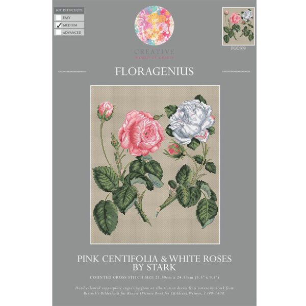My Cross Stitch FLORAGENIUS PINK CENTIFOLIA ROSE Kit New 057141