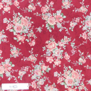 Quilting Patchwork Sewing Fabric FLORAL PROMISE MAROON LARGE ROSES 50x55cm FQ New
