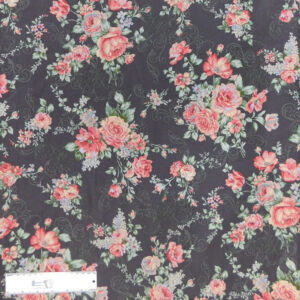 Quilting Patchwork Sewing Fabric FLORAL PROMISE GREY LARGE ROSES 50x55cm FQ New