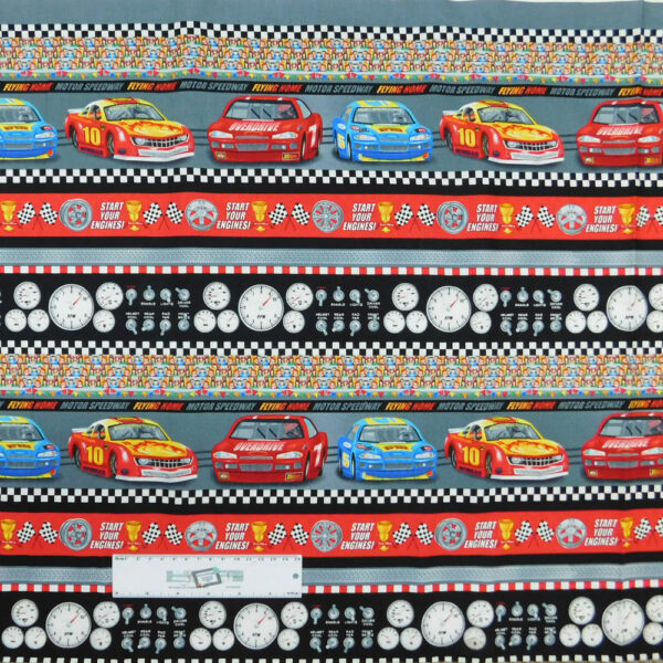 Quilting Patchwork Sewing Fabric START YOUR ENGINES BORDER 50x55cm FQ New