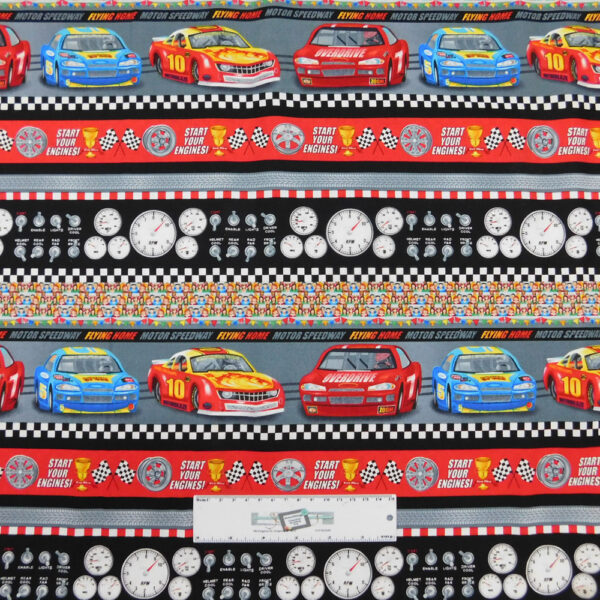 Quilting Patchwork Sewing Fabric START YOUR ENGINES BORDER 50x55cm FQ New