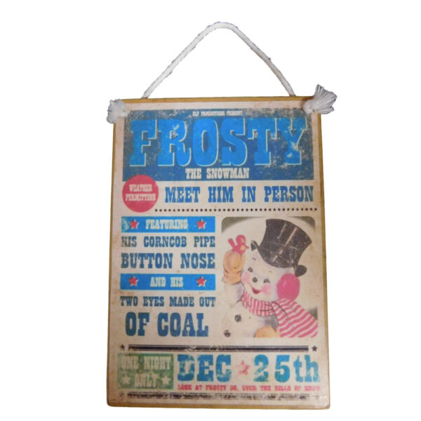 Country Printed Quality Wooden Sign FROST SNOWMAN New Plaque