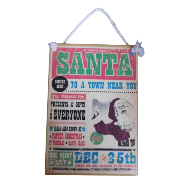 Country Printed Quality Wooden Sign VINTAGE SANTA New Plaque