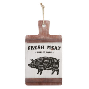 Country Wooden Farmhouse Sign FRESH MEAT CUTS OF PORK PIG Plaque New
