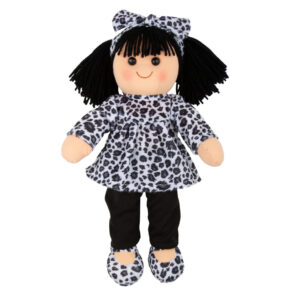 Hopscotch Lovely Soft Rag Doll BRIDGET in a Black Leopard Skin 35cm