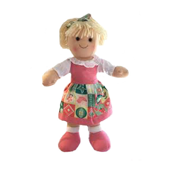 Lovely Soft Rag Doll HANNAH Pink Dress Girl Doll Medium 25cm New