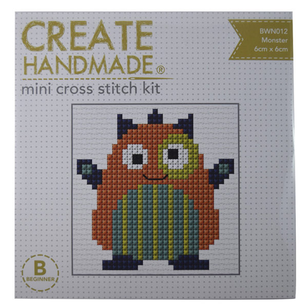 Create Handmade Cross Stitch Kit Beginner MONSTER 6x6cm New