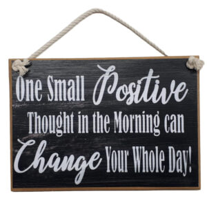Country Printed Wooden Sign POSITIVE THOUGHTS Plaque New