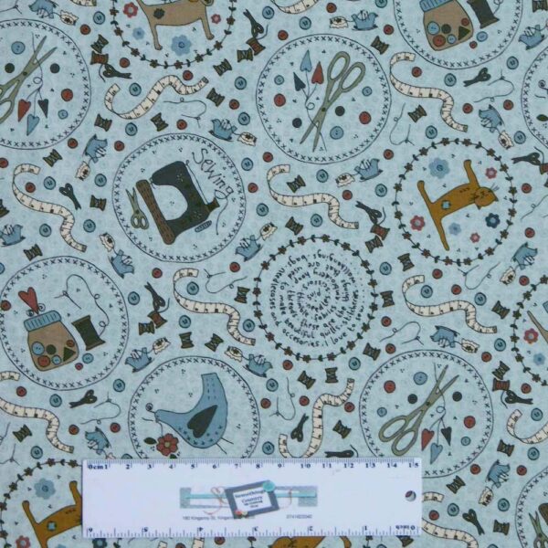Quilting Patchwork Sewing Fabric Lynette Anderson ONE STITCH BLUE 50x55cm FQ New