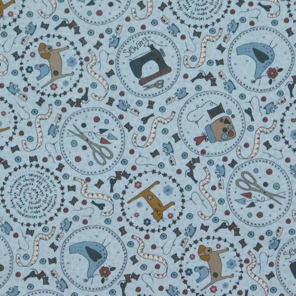 Quilting Patchwork Sewing Fabric Lynette Anderson ONE STITCH BLUE 50x55cm FQ New