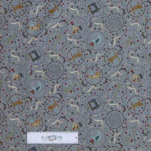 Quilting Patchwork Sewing Fabric Lynette Anderson ONE STITCH GREY 50x55cm FQ New