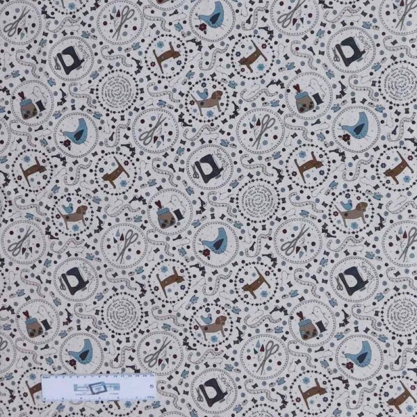 Quilting Patchwork Sewing Fabric Lynette Anderson ONE STITCH CREAM 50x55cm FQ New