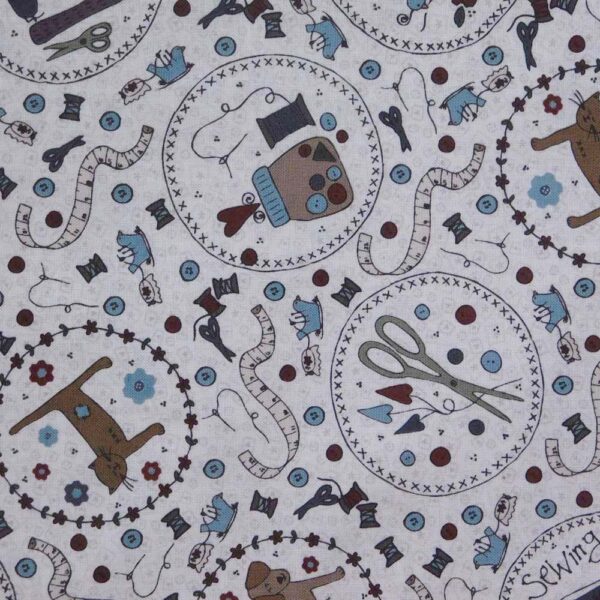 Quilting Patchwork Sewing Fabric Lynette Anderson ONE STITCH CREAM 50x55cm FQ New
