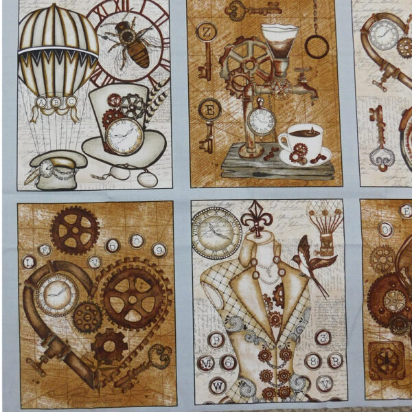 Patchwork Quilting Sewing Fabric STEAMPUNK VOYAGE 44x110cm New