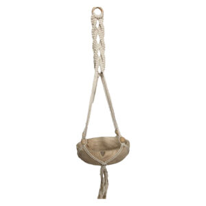 French Country MACRAME POT PLANT HANGER with Wooden Bowl