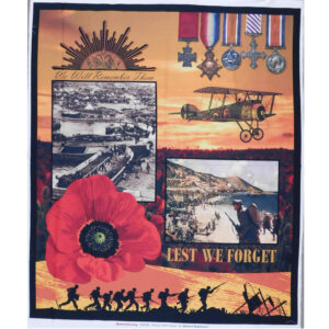 Patchwork Quilting Sewing Fabric ANZAC LEST WE FORGET Panel 90x110cm New
