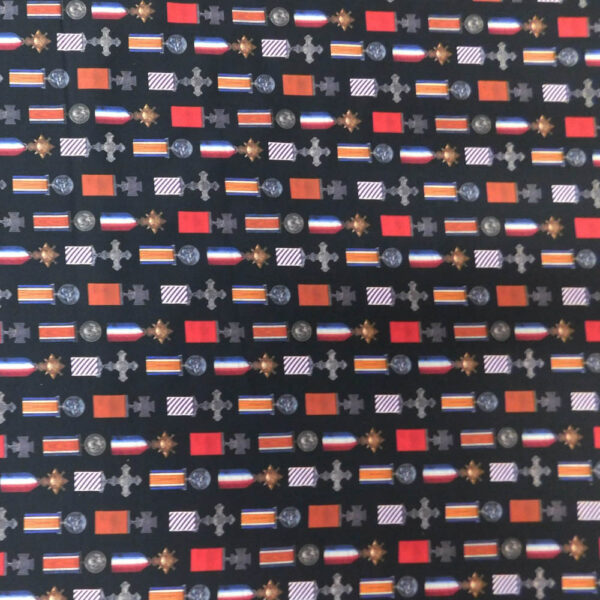 Quilting Patchwork Fabric ANZAC WAR MEDALS 50x55cm FQ New Material