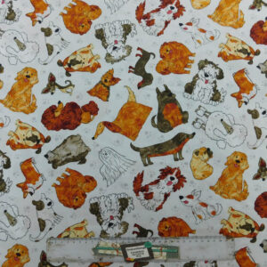 Quilting Patchwork Fabric FUNNY PETS DOGS 50x55cm FQ New Material