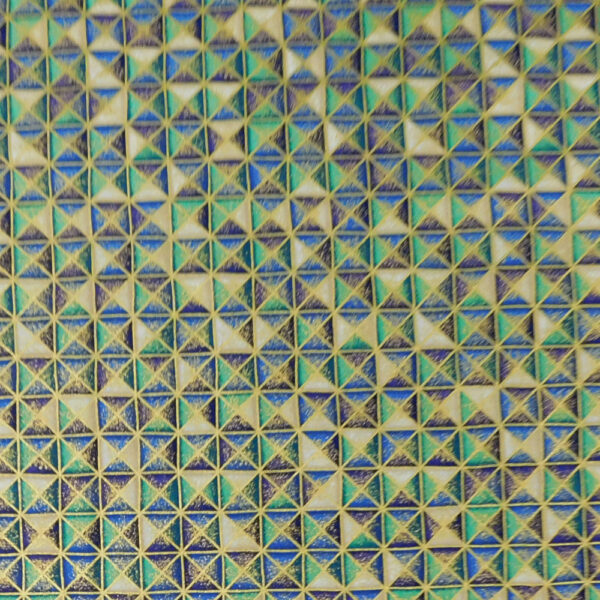 Quilting Patchwork Fabric BLUE GREEN GEOMETRICAL METALLIC 50x55cm FQ New Material