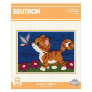 BEUTRON Long Stitch Kit Kids Beginner PLAYFUL KITTEN 13x18cm 579872