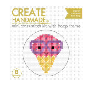 Create Handmade Cross Stitch Kit With Hoop ICE CREAM 8cm