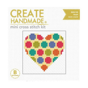 Create Handmade Cross Stitch Kit Beginner SPOTTED HEART 6x6cm