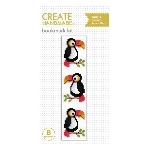 Create Handmade Cross Stitch Bookmark Kit Beginner TOUCANS 20x5cm