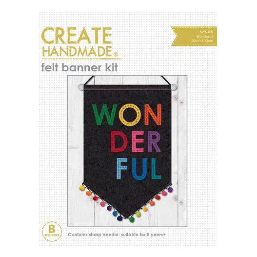 Create Handmade Hand Stitching Felt Banner Kit WONDERFUL 20x30cm