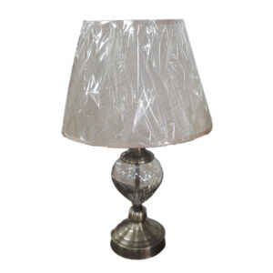 French Country Smoked Plain Glass Based Lamp Brass Accent with Cream Shade