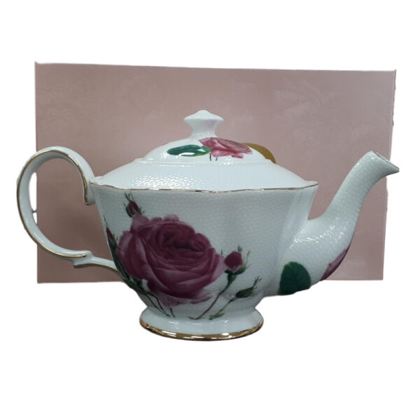 Fine English China Kitchen Teapot PEBBLED ROSE Tea Pot