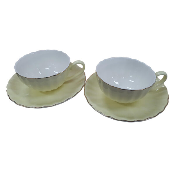 Fine English China Kitchen Tea Cups and Saucers LEMON Set of 2