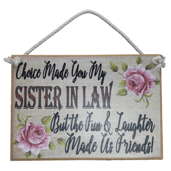 Country Printed Quality Wooden Sign Sister in Law Plaque