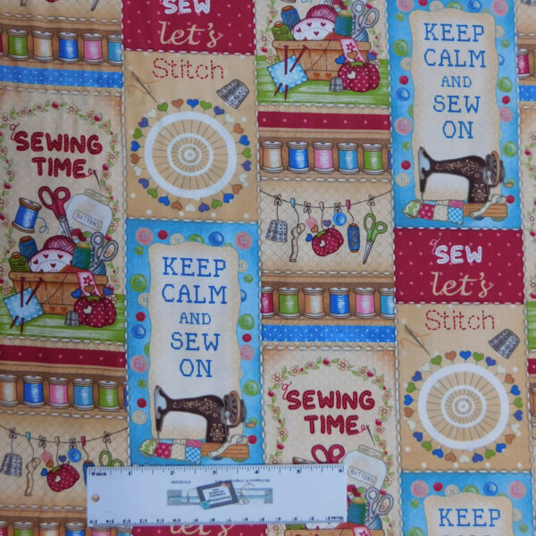 Quilting Patchwork Fabric STITCHING SEWING TIME 50x55cm FQ