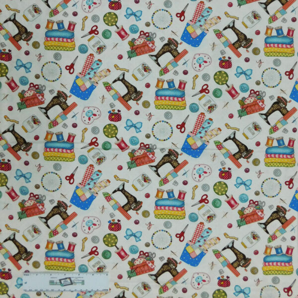 Quilting Patchwork Fabric SEW LETS STITCH Allover 50x55cm FQ
