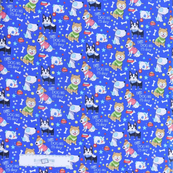 Quilting Patchwork Fabric DOG DAYS BLUE 50x55cm Sewing FQ