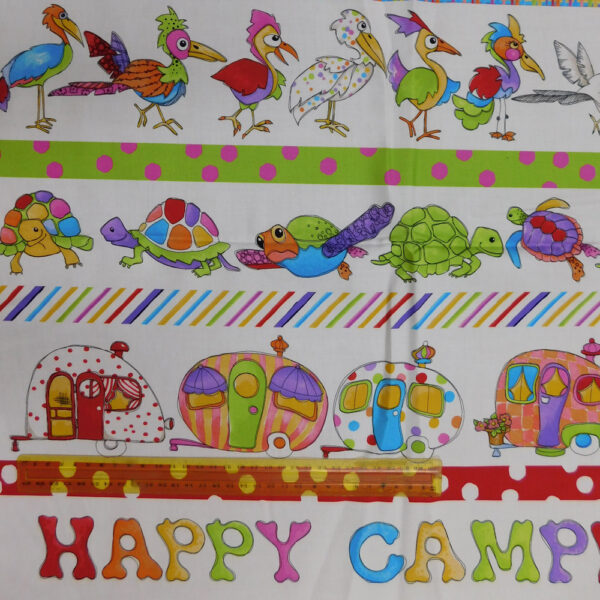 Patchwork Quilting Sewing Fabric TIPSY TRAILER CARAVAN Panel 60x110cm