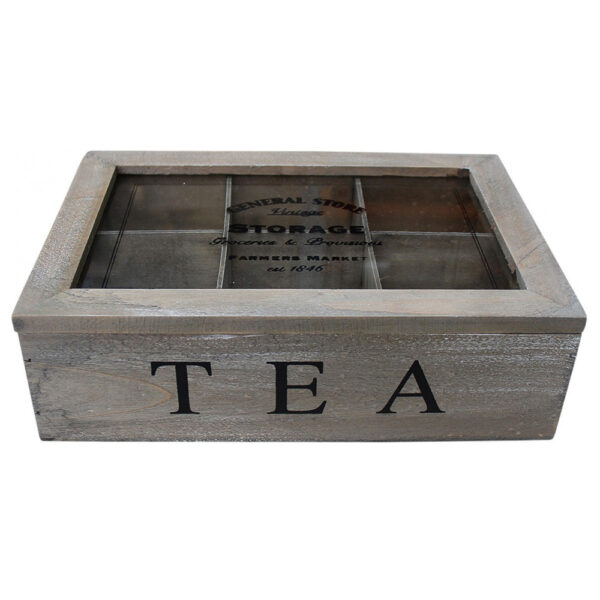 French Country Tea Bag Box Rustic Timber Wood Teabag Holder