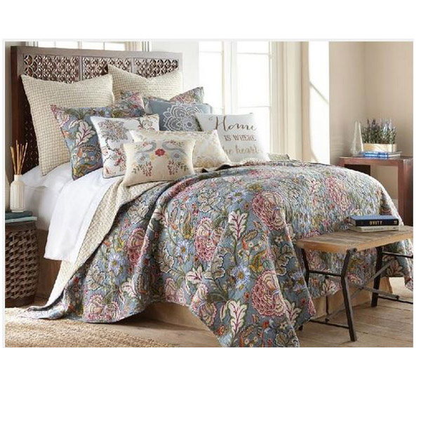 French Country Patchwork Bed Quilt ANGELINA Throw Coverlet