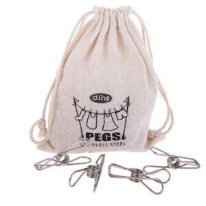Eco Friendly Stainless Steele Large Wire Pegs in Hemp Carry Bag