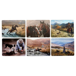 Dining Kitchen Working the Land Horses Cork Backed Placemats Set 6