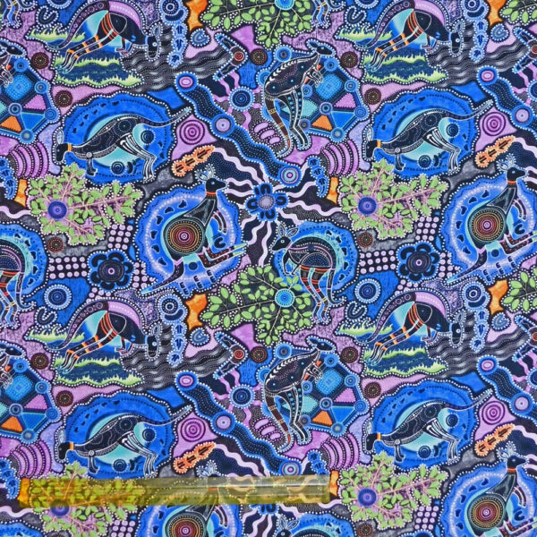 Quilting Patchwork Fabric KANGAROO WALKABOUT PURPLE 50x55cm FQ Material