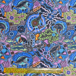 Quilting Patchwork Fabric KANGAROO WALKABOUT PURPLE 50x55cm FQ Material