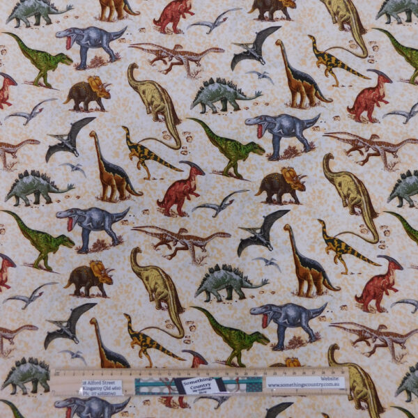 Quilting Patchwork Fabric LOST WORLD DINOSAUR 50x55cm FQ Material
