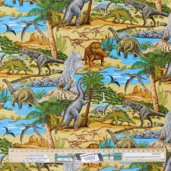 Quilting Patchwork Fabric LOST WORLD DINOSAUR 2 50x55cm FQ Material