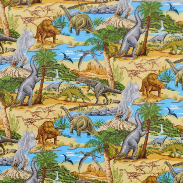 Quilting Patchwork Fabric LOST WORLD DINOSAUR 2 50x55cm FQ Material