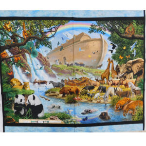 Patchwork Quilting Sewing Fabric NOAHS ARK ANIMALS 2 Panel 90x110cm Material