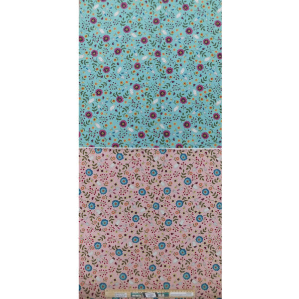 Patchwork Quilting Sewing Fabric TWO TONES FLORALS Panel 50x110cm 1/2meter Cut