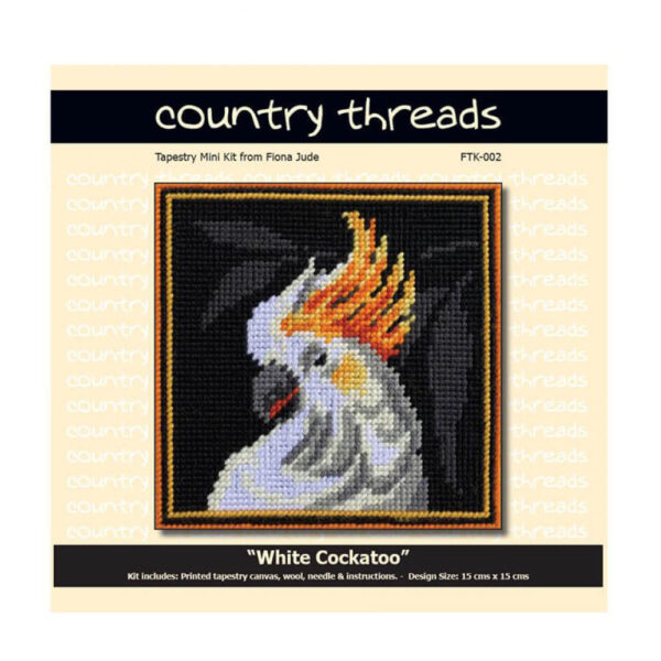Country Threads Tapestry Printed WHITE COCKATOO Kit Incl Threads FJK-002